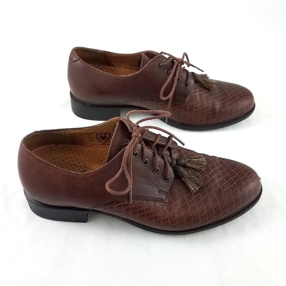 Ariat Leather Basketweave Oxfords Dress Shoes - Picture 4 of 8